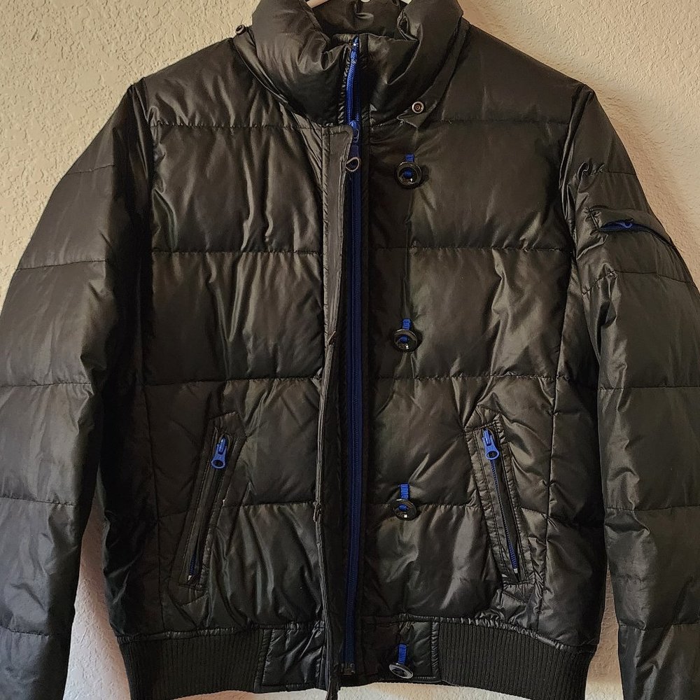 WOMENS GAP PLAIN BLACK CASUAL ZIP UP DOWN PADDED WINTER RAIN COAT JACKET SIZE M